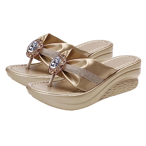 SHERCHPRY Strass Sandalen Damen Sommer mit Dicker Sohle Rutschfeste Beach Slippers Glitzernde Slides für Freizeit und Strand Bequeme Sommerschuhe Geschenkidee von SHERCHPRY