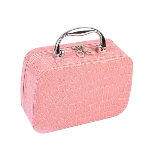 SHERCHPRY Stylischer Makeup Reise Kosmetikkoffer Damen PU Material Tragbar Leicht Handlich Mit Spiegel Für Makeup Aufbewahrung Und Reisegebrauch Rosa Struktur von SHERCHPRY