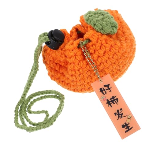 SHERCHPRY Süße Orange Gestrickte Geldbörse Aus Wolle Süße Beutel Gehäkelte Obsttasche Kopfhörer-Tragetasche Mini-Clutch Ananas-geldbörse Ohrhörer-Box Hohle Handbuch Garn Pro2 Gewebte Tasche von SHERCHPRY