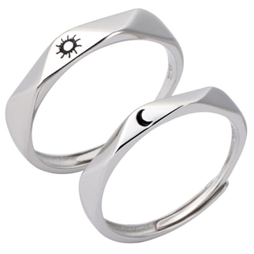 SHERCHPRY Sun und Mond Partner Ringe Verstellbare Verlobungs Versprechensringe Leichtes Edelstahl design Symbolische Liebesgeschenke für Ihn Alltagsschmuck für Beziehungen von SHERCHPRY
