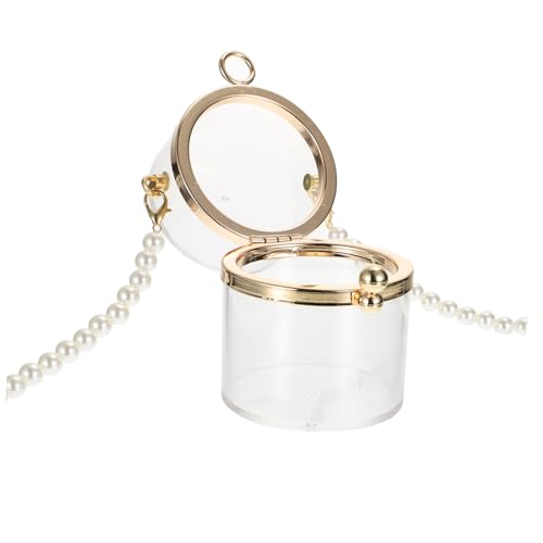 SHERCHPRY Transparente Mini Umhängetasche mit Abs Perlen Lippenstift Tasche für Party und Alltag Modische Schultertasche aus Langlebigem und Geschenkidee für Damen von SHERCHPRY