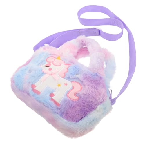 SHERCHPRY Plüsch Tasche Einhorn Cartoon Für Mädchen Junge Mädchen Robust Verstellbare Umhängetasche Reise Kosmetik Organizer Für Lippenstift Und Schmuck von SHERCHPRY