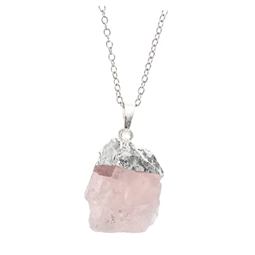 SHERCHPRY Unregelmäßige Amethyst Halskette Mit Anhänger Aus Rosenquarzkristall Für Damen Mädchen Naturstein Schmuck Accessoire Zum Geburtstag Weihnachten von SHERCHPRY