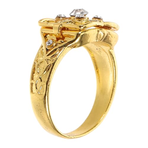SHERCHPRY Ring Mit Verstecktem Fach Und Aufwendig Geschnitzten Strasssteinen Klappverschluss Für Alltag Und Besondere Anlässe Robustes Material Für Lang Anhaltende Schönheit von SHERCHPRY
