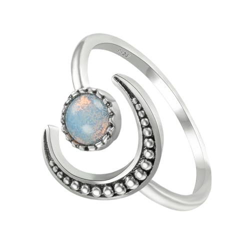 SHERCHPRY Verstellbarer Mondsteinring Damen Kreativer Sonnensymbol Schmuck Silberfarbig Elegant Leicht Zu Tragen Für Partys Und Alltag von SHERCHPRY