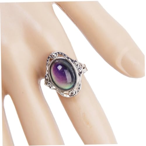 SHERCHPRY Verstellbarer Ovaler Stimmungsring für Damen und Herren Farbwechselnder Fingerschmuck Legierung Zarter Mood Ring US Modisches Unisex Accessoire von SHERCHPRY
