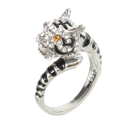 SHERCHPRY Verstellbarer Tierkreiszeichen Ring Tiger Silber Kupfer Unisex Schmuck Fingerdekor Modisches Geschenk für Damen und Herren Geburtstag Jahrestag Feier von SHERCHPRY