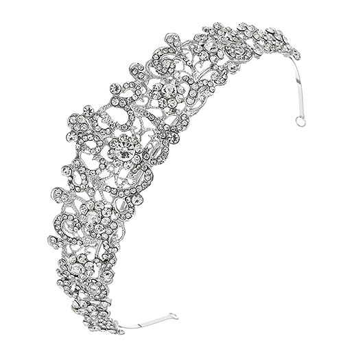 SHERCHPRY Vintage Barock Brautkrone mit Funkelnden Strasssteinen Runde Tiara Haarschmuck für Hochzeit Party und Brautjungfern Silbernes Schmuckaccessoire für Damen und Mädchen von SHERCHPRY
