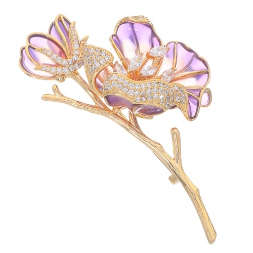 SHERCHPRY Vintage Begonia Brooch Damen Elegante Emaille Blumenbrosche mit Strasssteinen Chinesischer Stil Corsage Pin für Mantel Hut Tasche Anzug Kleid Langlebig Farbbrillant von SHERCHPRY