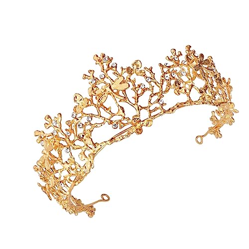 SHERCHPRY Vintage Braut Tiara mit Funkelndem Strassbesatz Retro Goldfarbene Hochzeit Krone Leichter Haarschmuck für Hochzeit Verlobung Party und Fotoshootings von SHERCHPRY