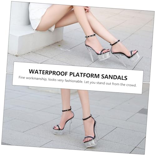 SHERCHPRY Wasserdichte Plattform Sandaletten Damen Transparent Hoher Absatz Elegant Party Nachtclub Tanzschuhe von SHERCHPRY