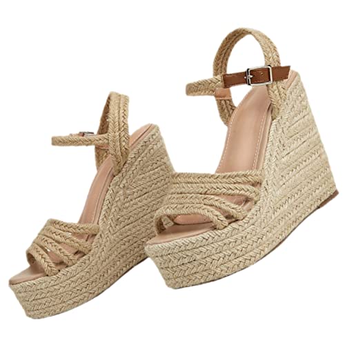 SHERCHPRY Wedgesandalen Damen Keilabsatz Sommer Schuhe mit Verstellbarem Knöchelriemen Atmungsaktiv Leicht Modisch Geeignet für Strand Alltag Party von SHERCHPRY