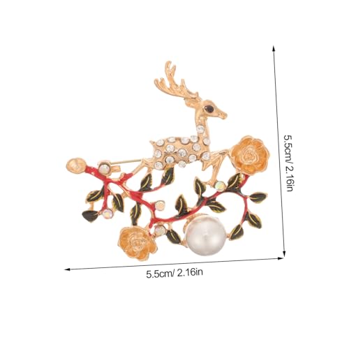 SHERCHPRY Weihnachtliche Elch Brosche mit Perlenbesatz Funkelnder Strass Anstecker Langlebige Legierung Kleidung Dekoration für Pullover und Party Tragbar von SHERCHPRY