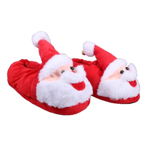 SHERCHPRY Weihnachtliche Plüsch Hausschuhe mit Rutschfester Sohle Warme Winterpantoffeln für Damen und Herren Kreative Santa Designs für Zuhause Büro und Festliche Anlässe Rot von SHERCHPRY
