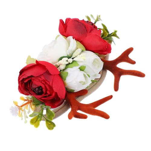 SHERCHPRY Weihnachtsknoten Stirnband Mit Blumen Und Hörnern Haarband Für Junge Mädchen Party Kopfbedeckung Für Weihnachtsfeiern von SHERCHPRY