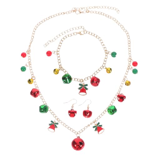 SHERCHPRY Weihnachtsschmuck Set Damen Jingle Bell Halskette Armband Ohrringe Festliche Glocken Schmuck Holiday Dangle Earrings für Festliche Feiern von SHERCHPRY