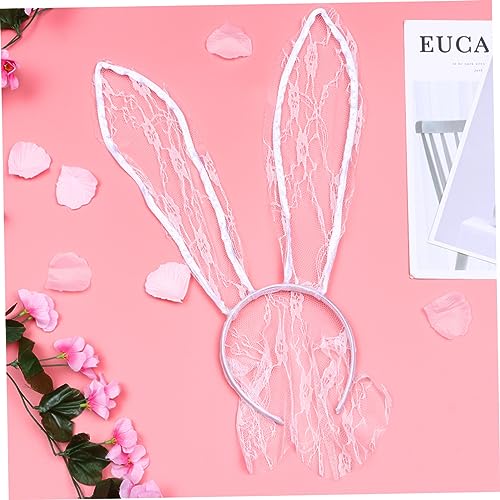 SHERCHPRY Weiße Spitzen Haarreif mit Hasenohren Leichtes Party Kostümzubehör für Frauen und Mädchen Rutschfester Sitz Kreatives Tanz und Cosplay Accessoire für Festliche Anlässe von SHERCHPRY