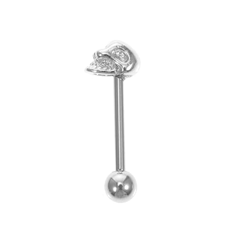 SHERCHPRY Zungenpiercing Barbell mit Design Silberner Körperschmuck Sicherer und Praktischer Piercing Schmuck für Frauen und Mädchen von SHERCHPRY