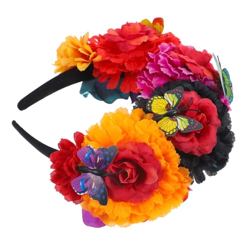 Mexikanische Rosenblütenkrone Blumenkrone Kopfschmuck Feen Halloween-blumen-stirnband Minikronen Für Blumenarrangements Haarkamm Dusche Blumenkostüm Damen Stoff Bilden Kleine Krone von SHERCHPRY