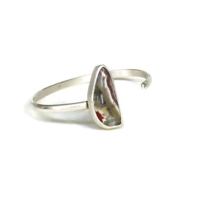 Achat Armband, Offener Armreif Edelstein Sterling Silber Armreif, Free Form Handmade By Sheri Beryl von SHERIBERYL