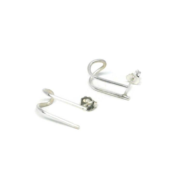 Kantig Silber Hosenträger Ohrringe Für Männer Doppelpackung Hoop Manschette Einzelne Jungs Herren Handwerker Handgefertigt Von Sheri Beryll von SHERIBERYL