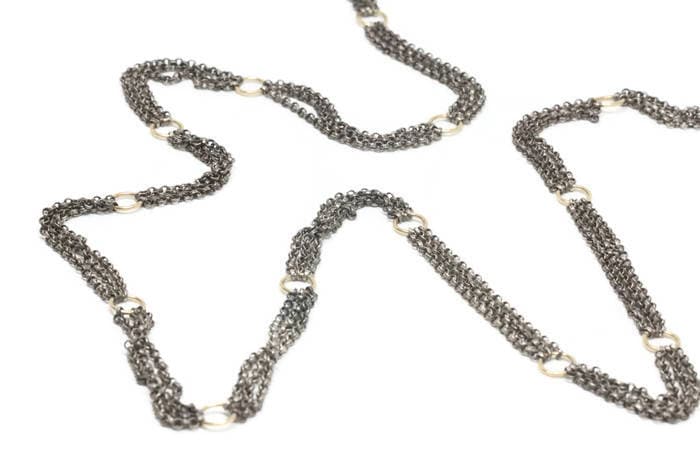 Lange Silberkette Halskette Oxidiert Silber Gold Mehrreihig Kette Doppel Wickelkette Handarbeit Von Sheri Beryll von SHERIBERYL
