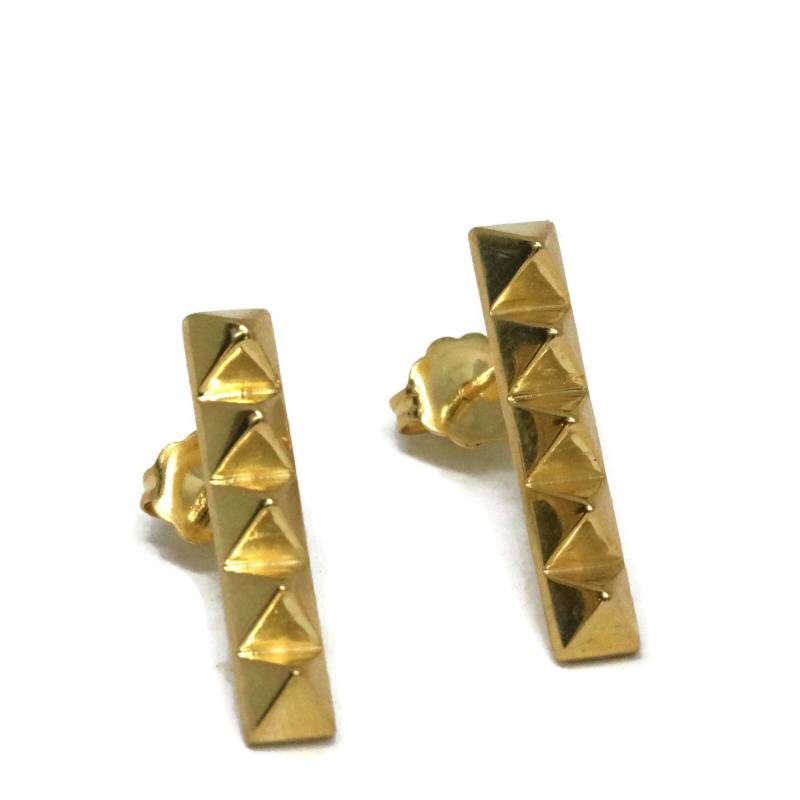 Pyramide Ohrstecker Gold Vergoldet, Vermeil, Stabohrring Handgemacht Von Sheri Beryl von SHERIBERYL