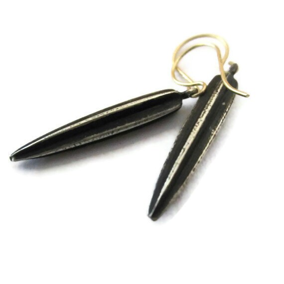Schwarze Oxidierte Silber-Ohrringe Seed Pod Lange Spike Ohrring Tropfen, Handwerker Handmade Von Sheri Beryl von SHERIBERYL
