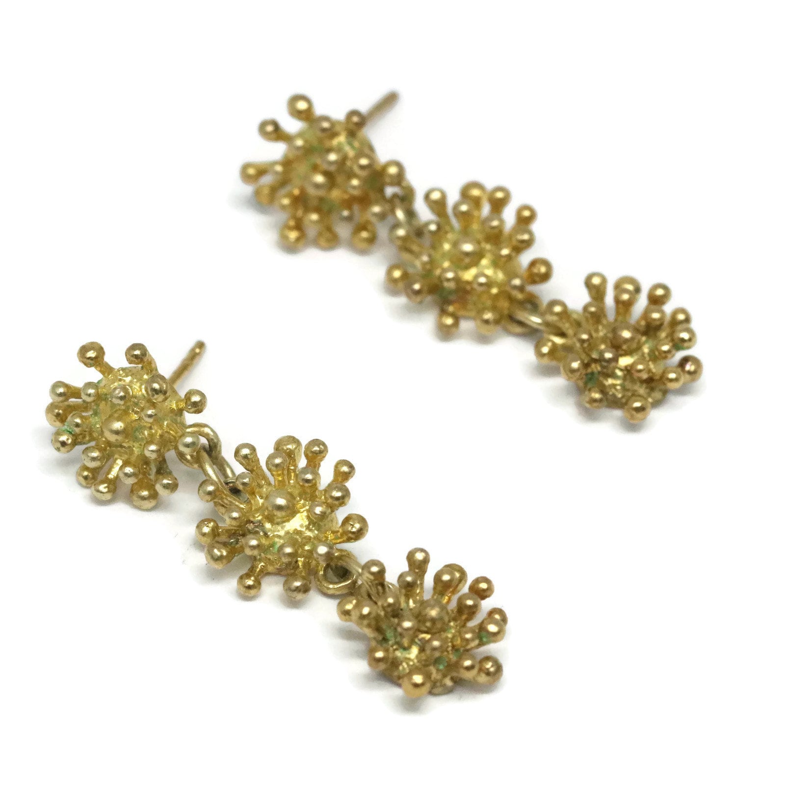 starburst Ohrringe, Lange Gold Blumen Ohrstecker, 18K Vermeil Cascade Drops Artisan Handmade Von Sheri Beryl von SHERIBERYL