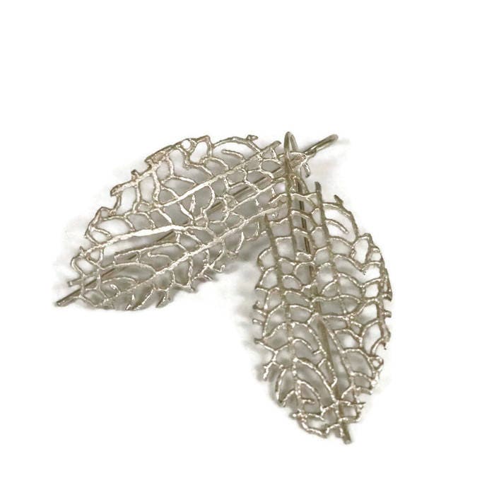 Sheri Beryl Sterling Silber Fan Coral Ohrringe, Free Form Lacy Filagree Drop Artisan Handmade Von von SHERIBERYL