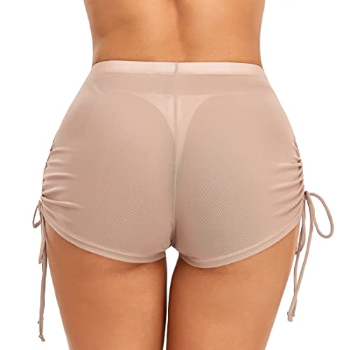 SHERRYLO Badeshorts für Damen, durchsichtig, Bikinihose, Netzstoff, sexy, durchsichtig, Badeanzug, Khaki, Medium von SHERRYLO