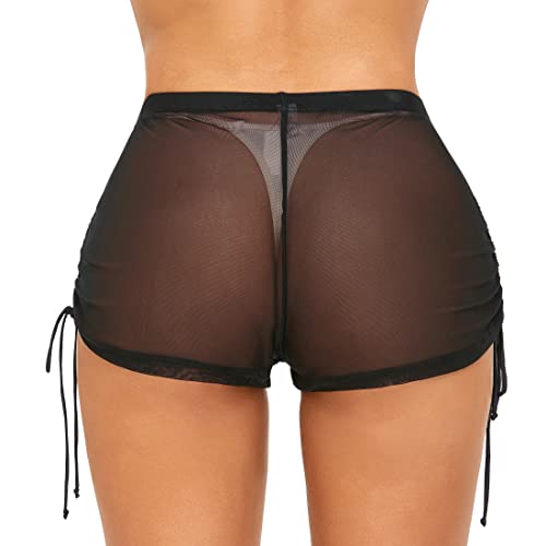 SHERRYLO Badeshorts für Damen, durchsichtig, Bikinihose, Netzstoff, sexy, durchsichtig, Badeanzug, Schwarz, S von SHERRYLO