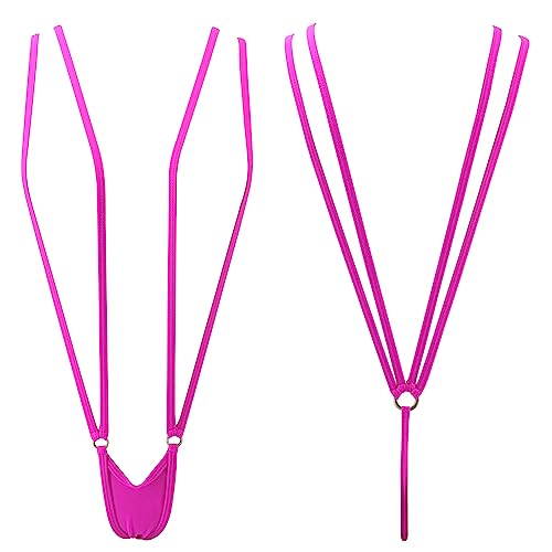 SHERRYLO Slingshot-Bikini für Damen, oben ohne G-String, extremer Straps-Sling-Micro-Bikinis, 1881-Fuchsia, Einheitsgröße von SHERRYLO