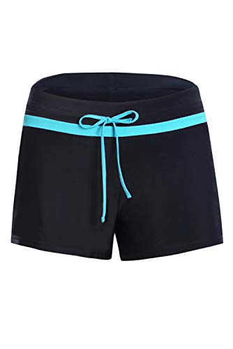 Damen Badeanzug Tankini Sport Seite Split Plus Größe unten Board Shorts, Mittel, Acid Blue von SHESHY
