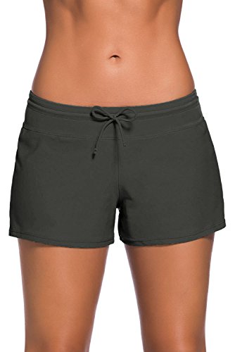 Damen Badeanzug Tankini Sport Seite Split Plus Größe unten Board Shorts, Mittel, grau von SHESHY