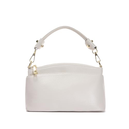 SHESTORY Damen Kleine Crossbody Taschen Lady Kuhleder Schultertasche Handtasche Geldbörse mit 3 Schultergurten, Weiss/opulenter Garten von SHESTORY