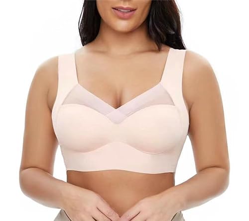 SHEYOW BH Ohne Bügel Haltungskorrigierender Damen Push-Up Bügellos Komfort Bralette Klassische BHS(3XL, Hautfarben) von SHEYOW