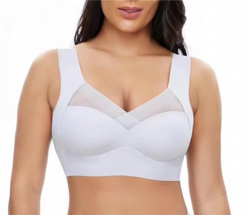 SHEYOW BH Ohne Bügel Haltungskorrigierender Damen Push-Up Bügellos Komfort Bralette Klassische BHS(4XL, Graublau) von SHEYOW