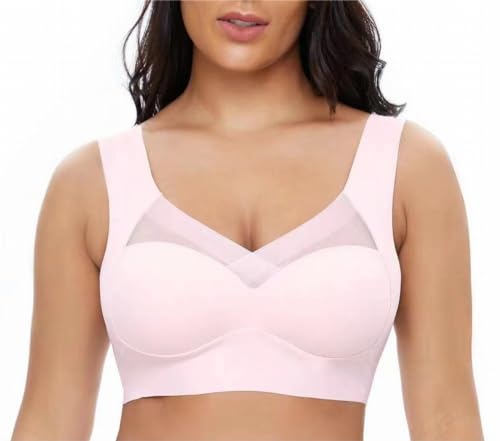 SHEYOW BH Ohne Bügel Haltungskorrigierender Damen Push-Up Bügellos Komfort Bralette Klassische BHS(L, Rosa) von SHEYOW