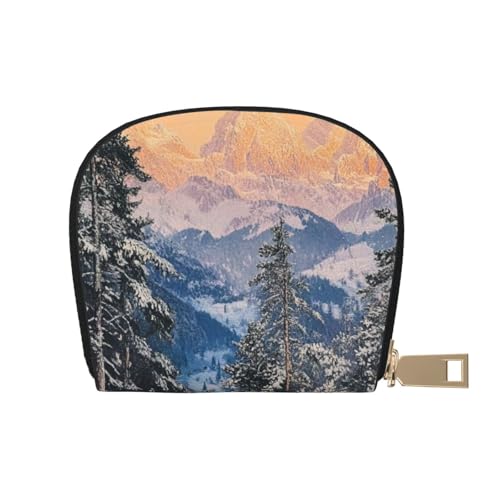 SHFJASBNUMG Blaue Ledertasche mit Naturlandschaftsmuster Schneegeldbörse weiß Winterschnee-Szene Studenten Campusausweis und Speisekarten-Organizer 9 x, A29, 9X11CM von SHFJASBNUMG