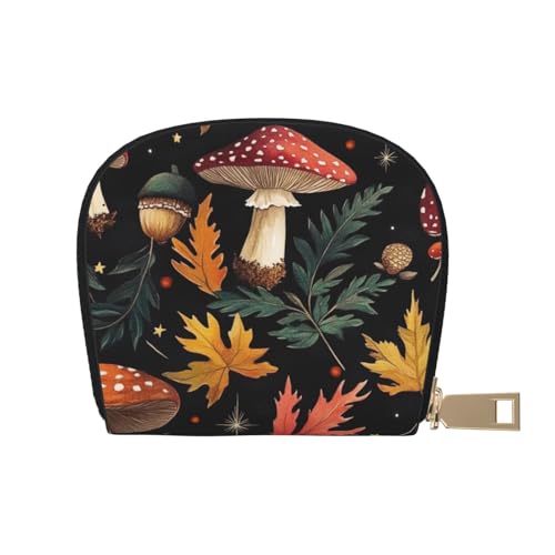 SHFJASBNUMG Niedliche Ledertasche, Motiv: niedliche Pilze, Geldbörse, Pilze, Karten-Set, Studenten, Campus-Ausweis- und Esskarten-Organizer, 9 x 11 cm, A2, 9X11CM von SHFJASBNUMG