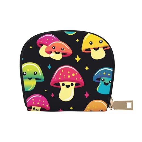 SHFJASBNUMG Pilzgarten-Geldbörse, Pilzhaus, Karten-Set, bunte Ledertasche, minimalistische EDC-Fans – unverzichtbare Lösung für den täglichen Gebrauch, 9 x 11 cm, A31, 9X11CM von SHFJASBNUMG