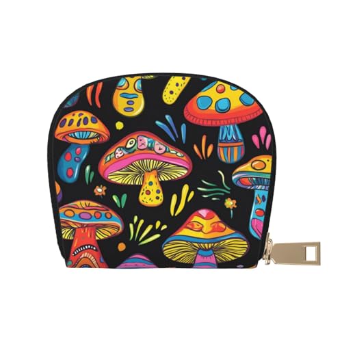 SHFJASBNUMG Pilzhaus-Geldbörse, buntes Karten-Set, Pilzgarten, Ledertasche, Senioren, vereinfachter Zugang zu medizinischen Karten, 9 x 11 cm, A32, 9X11CM von SHFJASBNUMG