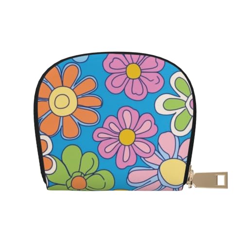 SHFJASBNUMG Wildblumen-Bilder, Karten-Set, bunte Pflanzenmalereien, Ledertasche, Gänseblümchen, Geldbörse, Sommer-Fans, schweißfester Kartenschutz, 9 x 11 cm, A18, 9X11CM von SHFJASBNUMG