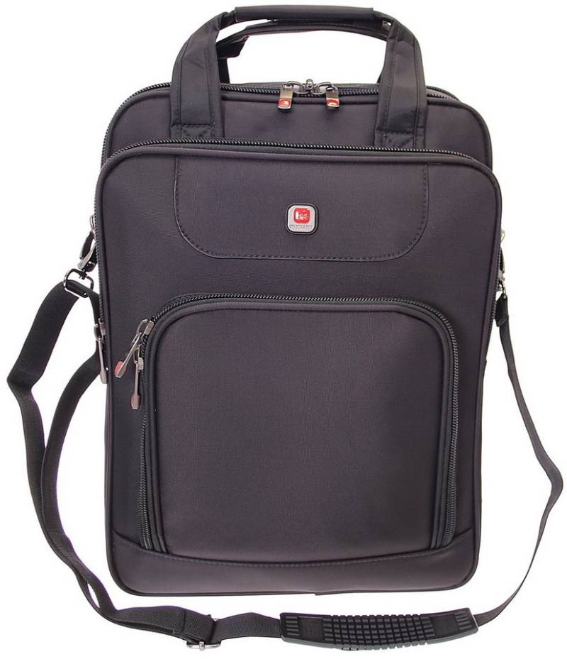 SHG Aktentasche Businesstasche Arbeitstasche Schultertasche Messenger Bag (SD 0561 Schwarz, Flugbegleiter Freizeittasche Rucksackfunktion) von SHG