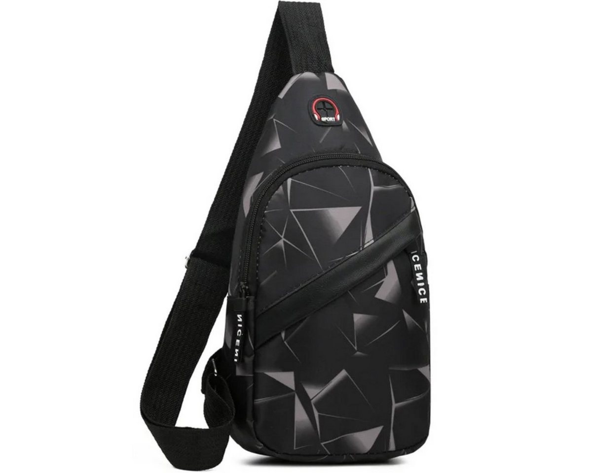 SHG Cityrucksack ☼ Freizeitrucksack Brustasche Crossbody Schultertasche (Farbe Schwarz), Festival Freizeit Reise Sport Arbeit Schule Uni Konzerte von SHG