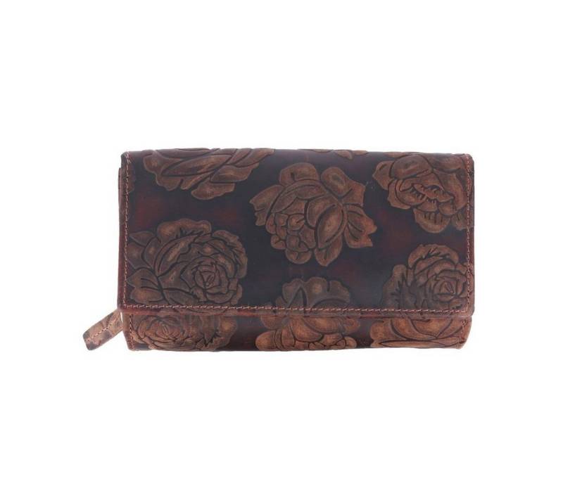 SHG Geldbörse ☼ Damen Geldbörse Leder Portemonnaie Brieftasche Geld Etui Geldbeutel (braun), Damengeldbörse Geld-Börse Kreditkarten-Etui Münzfach Frauenbörse von SHG