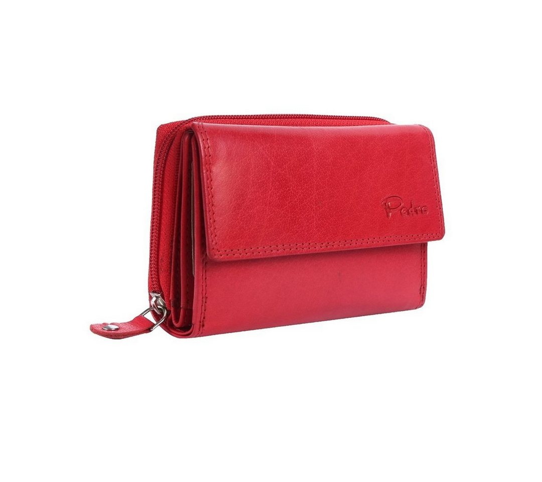 SHG Geldbörse ◊ Damen Lederbörse Portemonnaie Frauen Geldbeutel Leder rot, Münzfach, Kreditkartenfächer, Reißverschluss, RFID Schutz von SHG