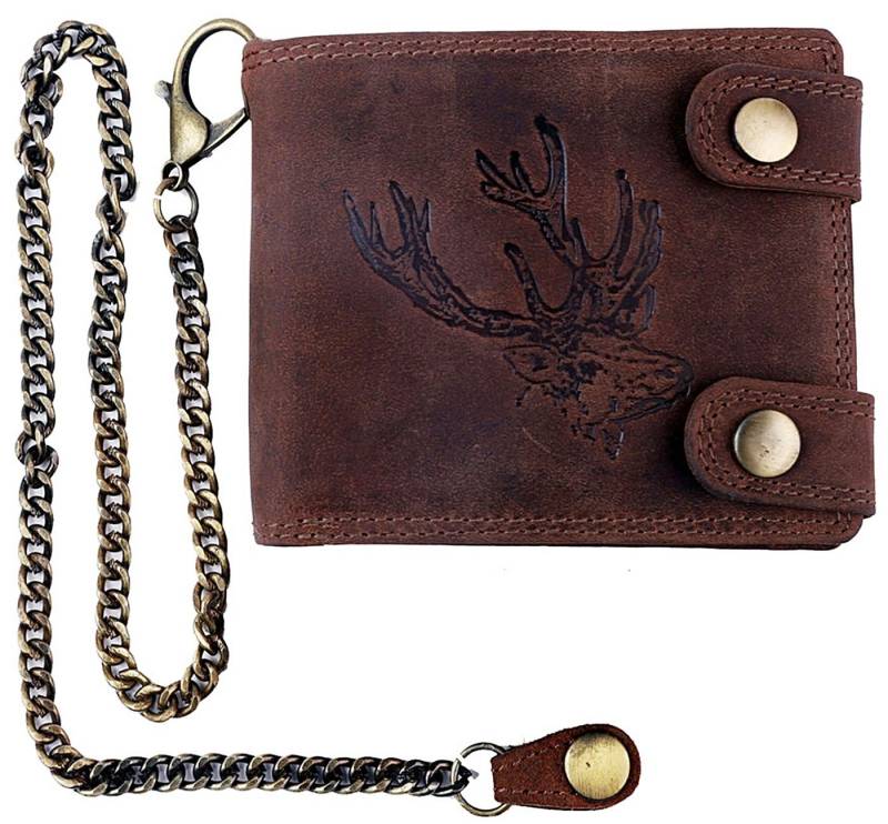 SHG Geldbörse ◊ Herren Geldbörse Leder Portemonnaie Brieftasche Geldbeutel Börse, Brieftasche mit Münzfach Jägerbörse Hirschmotiv von SHG