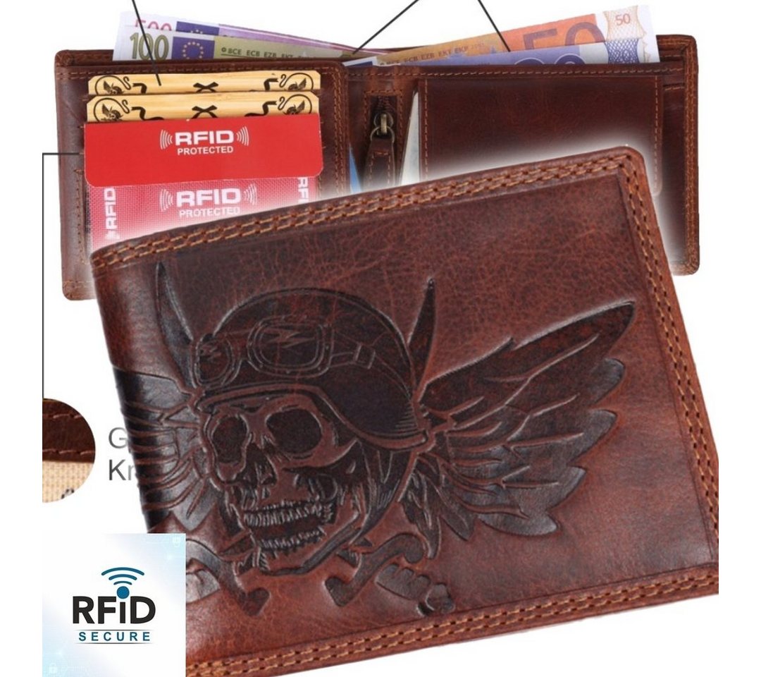 SHG Geldbörse ◊ Herren Leder Börse Portemonnaie, Brieftasche Lederbörse mit Münzfach RFID Schutz von SHG